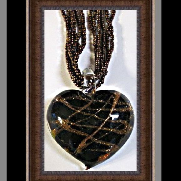 Brown Multi-Layered Beaded Heart Theme Necklace For Women/Teens - Picture 1 of 1